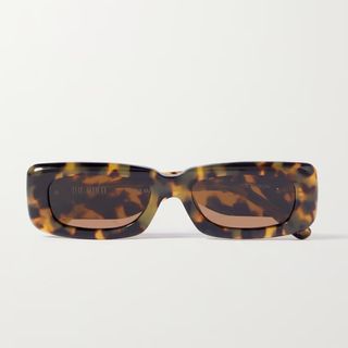 The Attico x Linda Farrow + Mini Marfa Rectangular-Frame Tortoiseshell Acetate Sunglasses