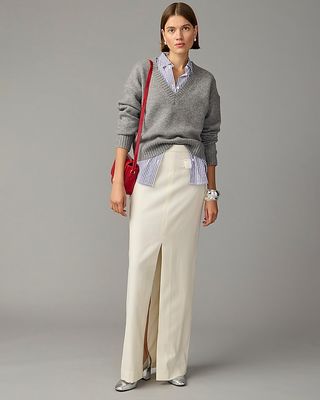 J.Crew + Collection Tuxedo Maxi Skirt in Wool