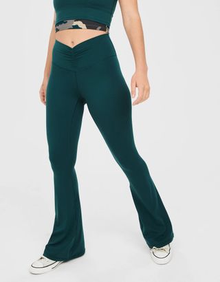 Aerie + Offline By Aerie Real Me High Waisted Ruched Flare Legging