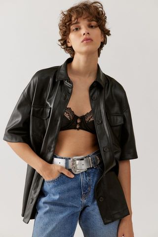 Urban Outfitters + Misty Faux Leather Shirt Jacket