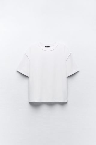 Zara + Cotton T-shirt With Inverted Seams