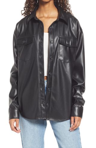 Thread & Supply + Faux Leather Shirt Jacket