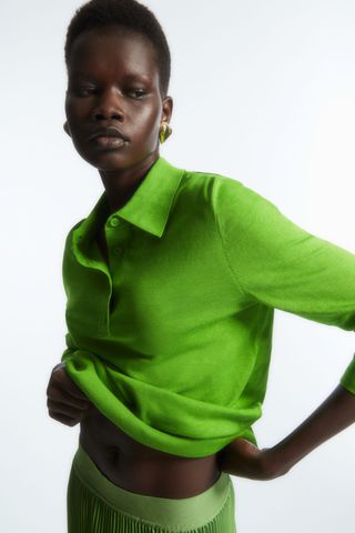 Zara + Knitted Silk-Blend Polo Shirt