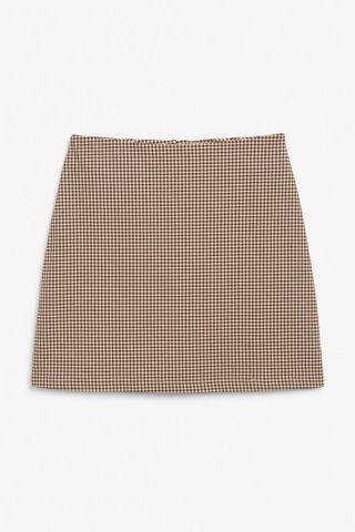 Monki + Checked A-Line Mini Skirt
