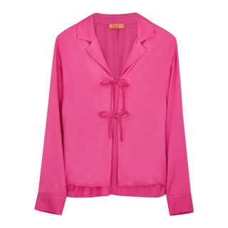 Kitri + Devon Pink Tie-Front Blouse