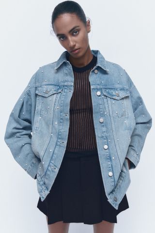 Zara + Rhinestone Limited Edition Denim Jacket