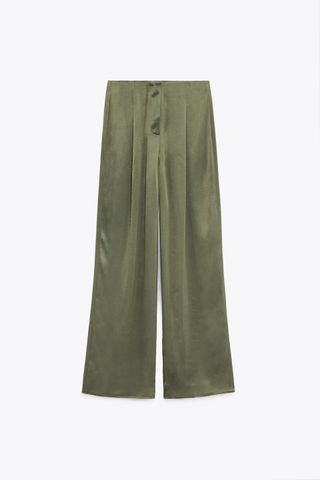 Zara + Satin Effect Full Length Dart Pants