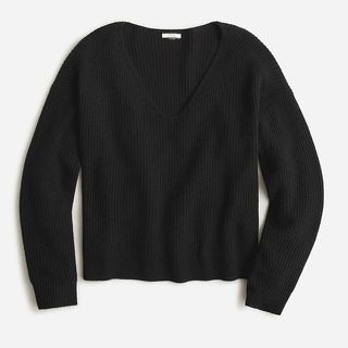 J.Crew + Ribbed Cashmere Oversized V-Neck Sweater