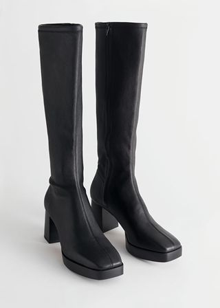 & Other Stories + Heeled Knee High Leather Boots