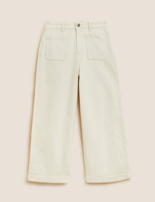 Per Una + High Waisted Wide Leg Cropped Jeans