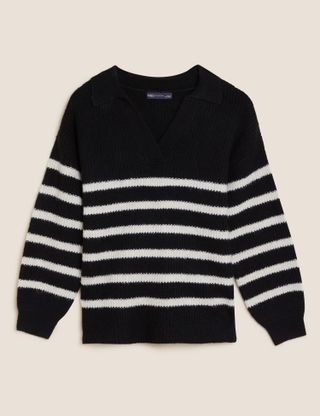 M&S Collection + Striped Collared Jumper