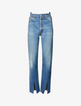 EB Denim + Upcycled OG Split Hem Straight-Leg High-Rise Denim Jeans