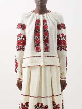 Vita Kin + Kristinka embroidered-linen blouse