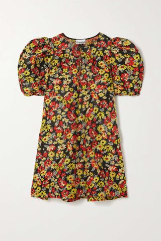 Ganni + Recycled Floral-Brocade Mini Dress