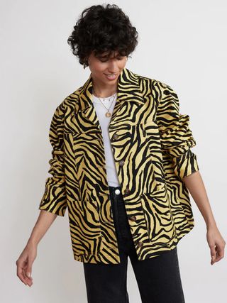 Kitri Studio + Frankie Yellow Zebra Print Cotton Twill Jacket