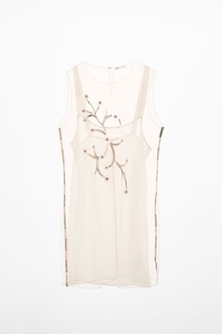 Zara + Floral Embroidered Dress