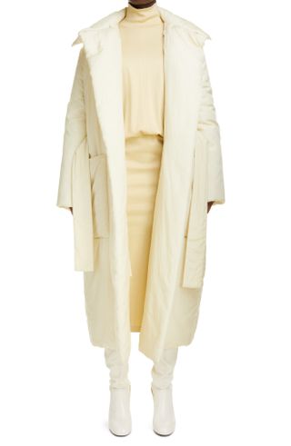 Lemaire + Wadded Cotton & Silk Belted Open Front Coat