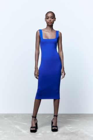 Zara + Squared Neckline Dress
