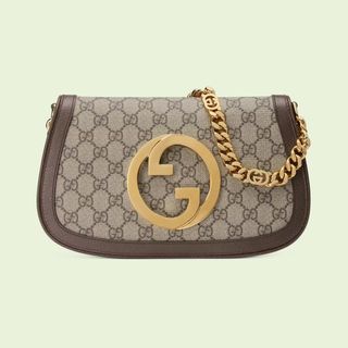 Gucci + Blondie Shoulder Bag in Beige and Ebony GG Supreme Canvas