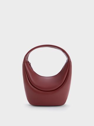 Charles & Keith + Red Elongated Curved Hobo Bag