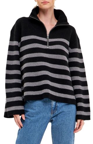 English Factory + Stripe Half-Zip Sweater