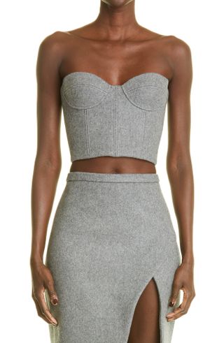 Laquan Smith + Boiled Wool Bustier Top
