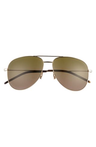 Saint Laurent + 59mm Brow Bar Aviator Sunglasses
