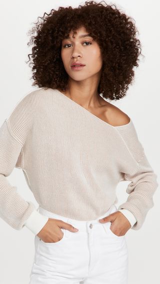 Line & Dot + Favorite Off Shoulder Ribbed Sweater