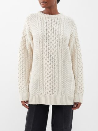 Toteme + Chunky Cable-Knit Wool Sweater