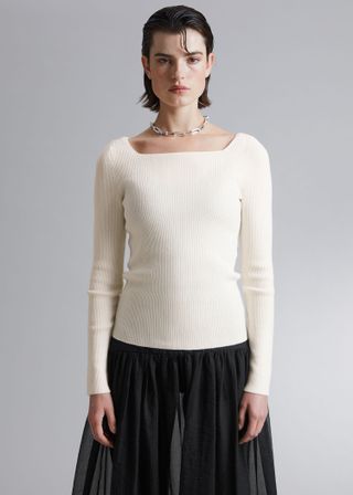 & Other Stories + Square-Neck Knit Top