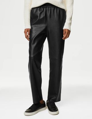 Autograph + Leather Straight Leg Trousers