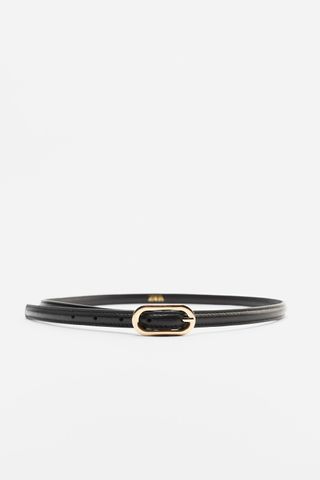 Zara + Topstitched Leather Belt