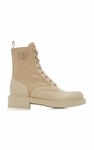 Prada + Re-Nylon and Leather Lace-Up Boots