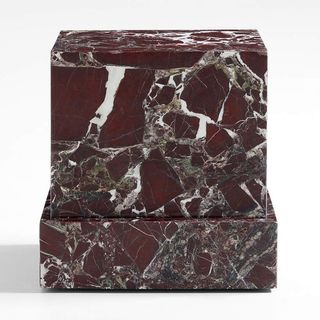 Crate and Barrel x Athena Calderone + La Sienna Piccolo Dark Red Marble Plinth Side Table
