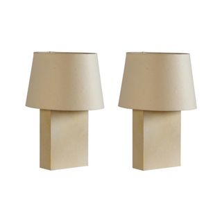 Design Frères + Pair of Bloc Parchment Lamps With Parchment Paper Shades