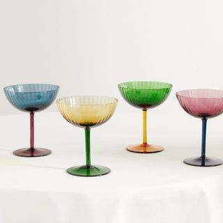 La Doublej + Rainbow Set of Four Murano Glass Champagne Coupes