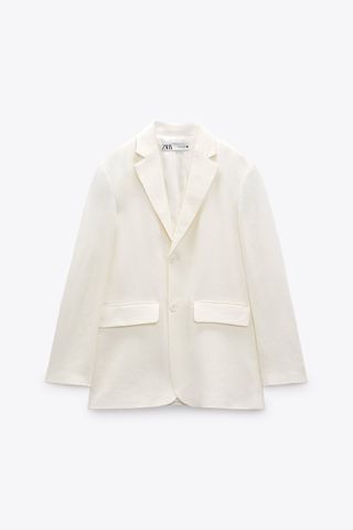Zara + Oversized Linen Blend Blazer
