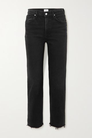 Citizens of Humanity + Daphne Cropped Frayed High-Rise Straight-Leg Jeans
