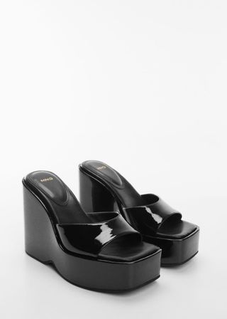 Mango + Patent Leather-Effect Platform Sandals