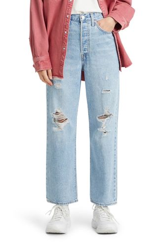 Levi's + Ribcage Ripped High Waist Ankle Straight Leg Jeans