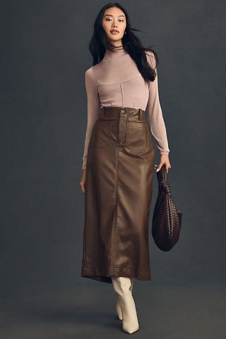 Maeve + The Colette Faux Leather Maxi Skirt by Maeve