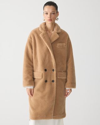 J. Crew + Petite relaxed topcoat in sherpa blend