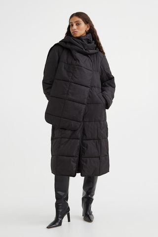 H&M + Quilted Coat With Scarf
