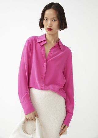 & Other Stories + Mulberry Silk Buttoned Blouse
