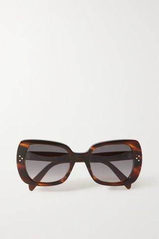 Celine + Square Frame Tortoiseshell Sunglasses