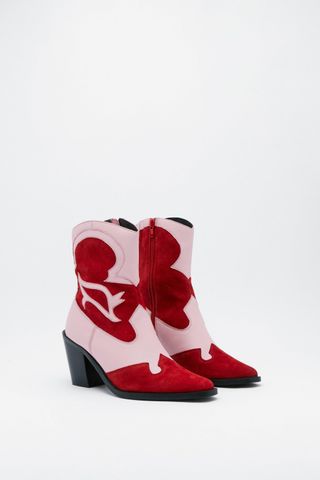NastyGal + Suede Contrast Ankle Western Boots