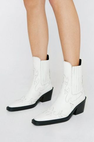 NastyGal + Leather Ankle Western Boots