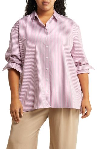 Nordstrom + Everyday Stripe Poplin Button-Up Shirt