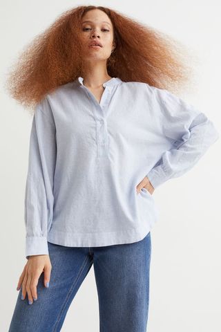 H&M + Linen-Blend Anorak Shirt