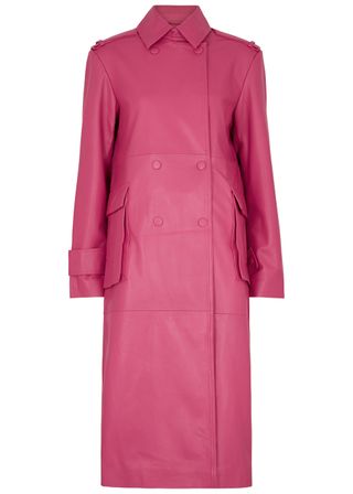 Remain by Birger Christensen + Perine Hot Pink Double-Breasted Leather Coat